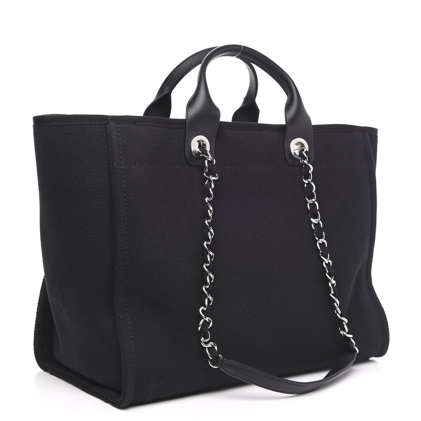 Canvas Pearl Medium Deauville Tote Black