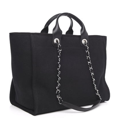 Chanel Canvas Pearl Medium Deauville Tote Black 3 of 11