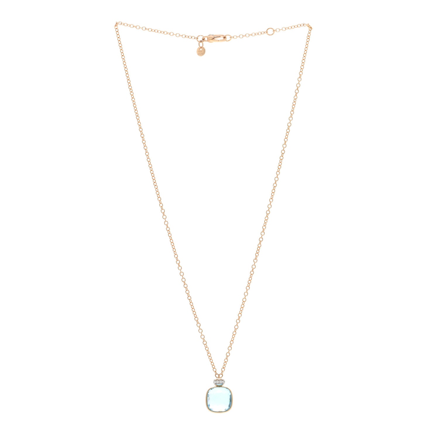 Pomellato 18K Rose Gold Diamond Blue Topaz Nudo Pendant Necklace 3 of 4