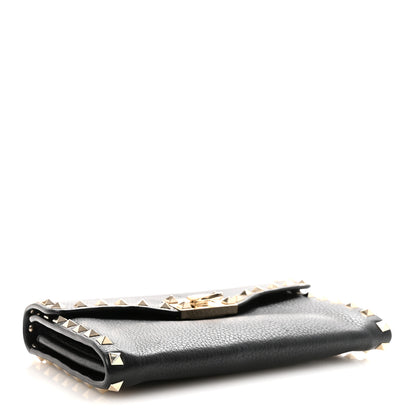 Valentino Garavani Pebbled Calfskin Rockstud Flip Lock Shoulder Bag Black 4 of 9