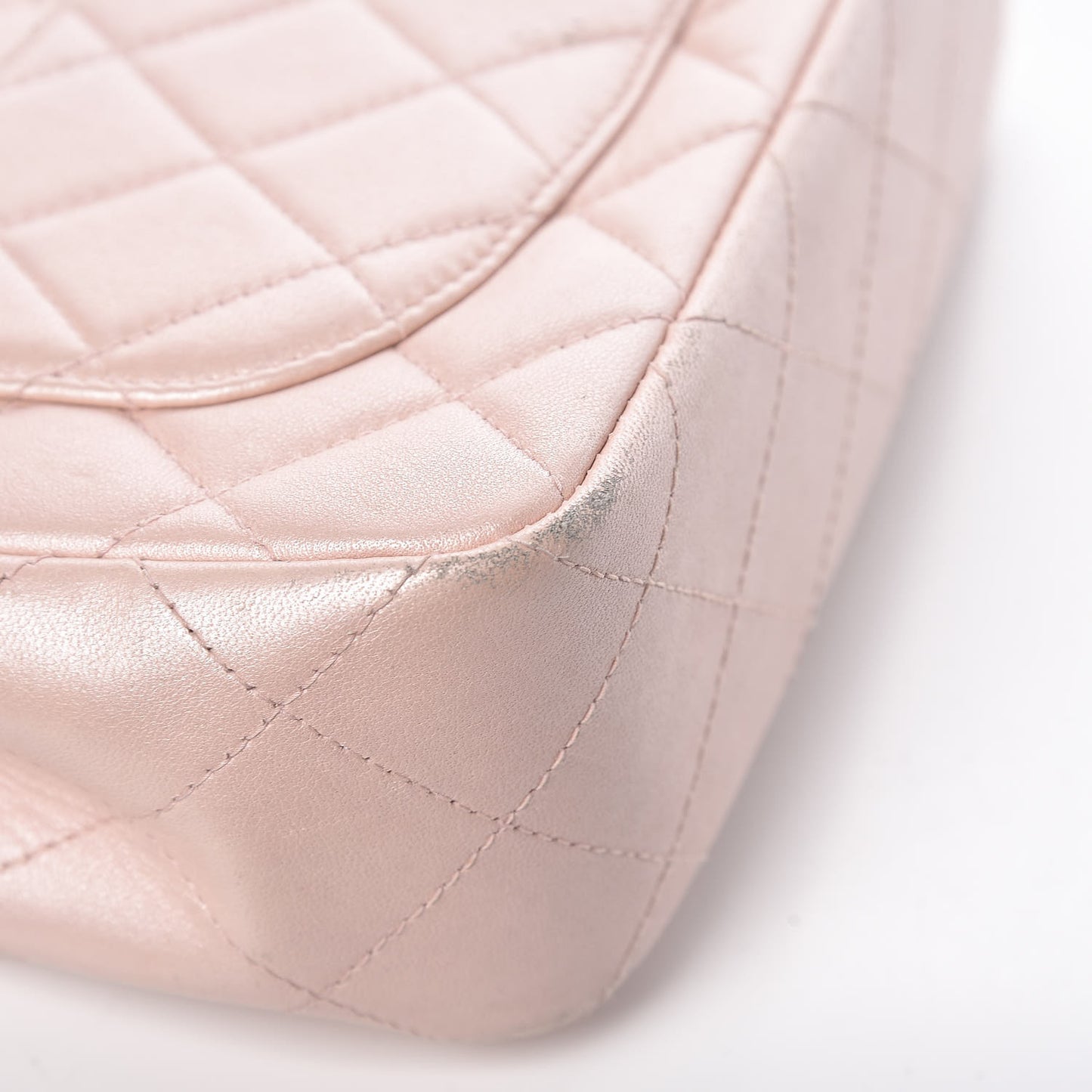 Metallic Lambskin Quilted Extra Mini Flap Light Pink