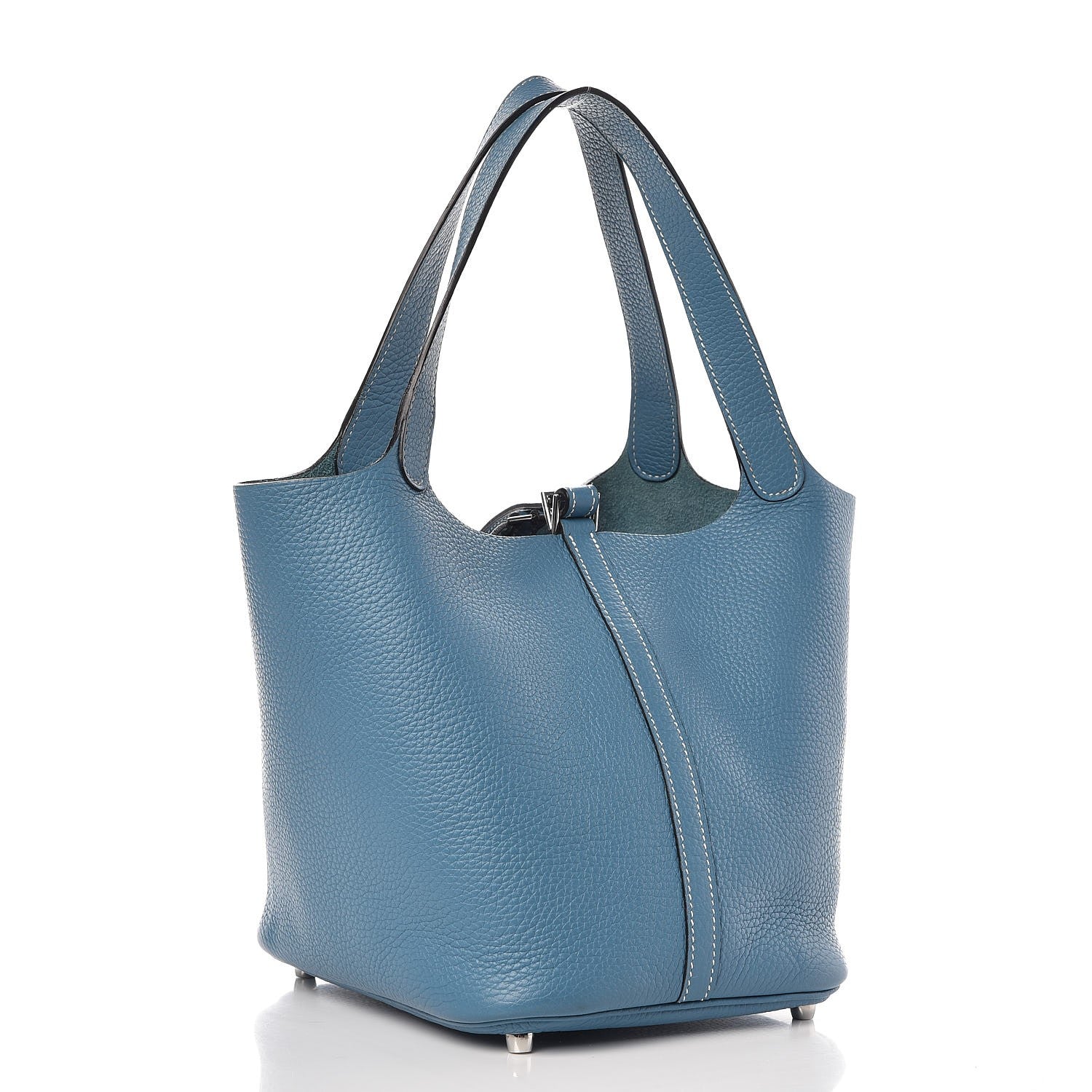 Hermes Taurillon Clemence Picotin Lock 22 MM Blue Jean 3 of 7