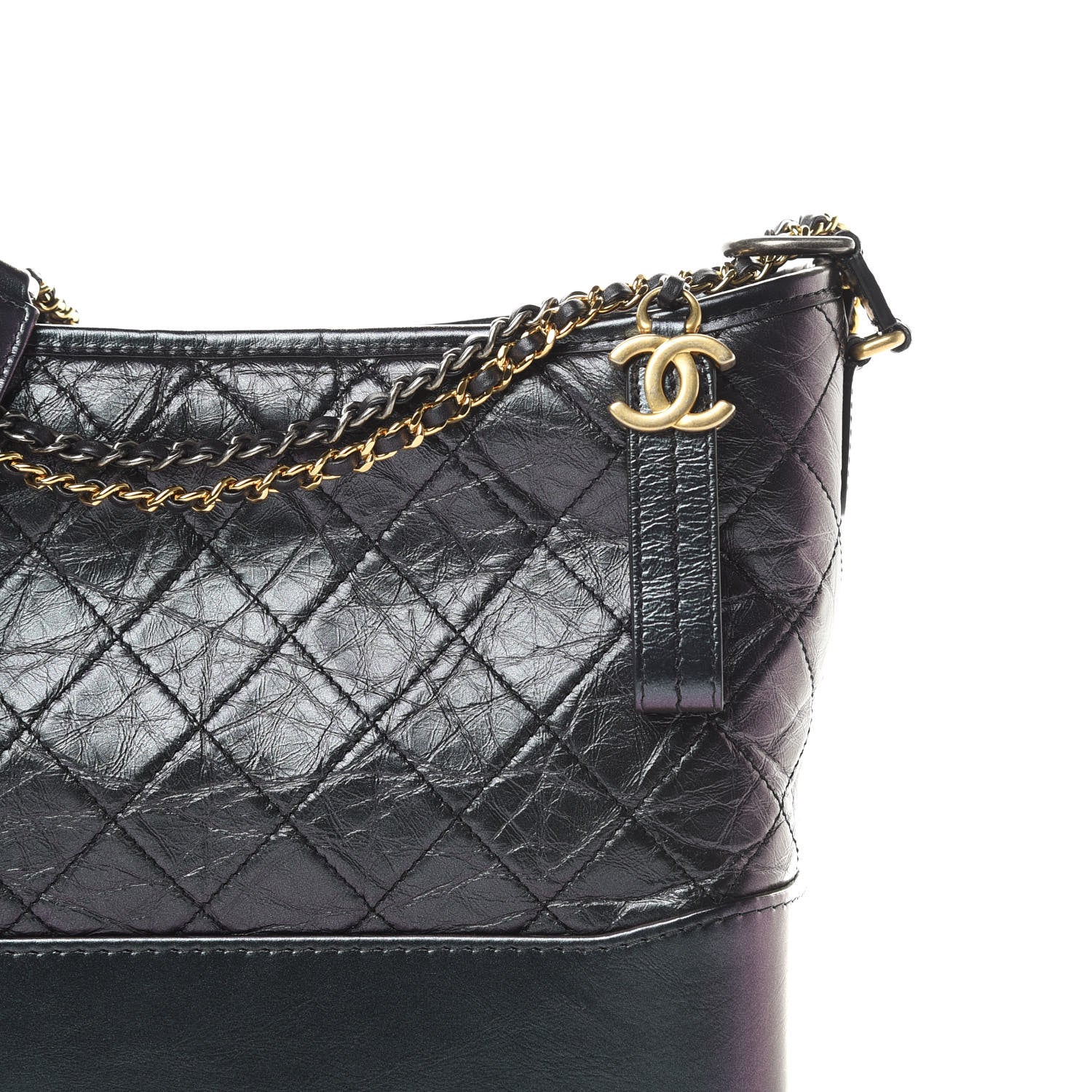 Chanel Iridescent Aged Calfskin Quilted Medium Gabrielle Hobo Black 8 of 11