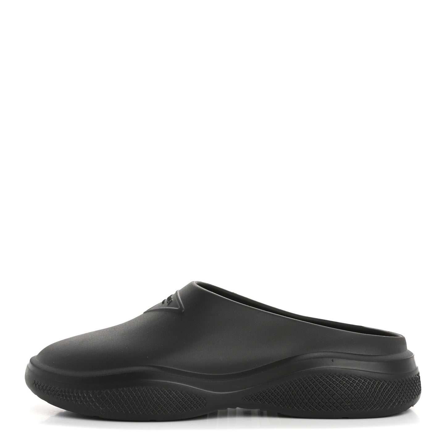 Soft Mellow Rubber Triangle Logo Embossed Womens 25mm Mules 35 Black