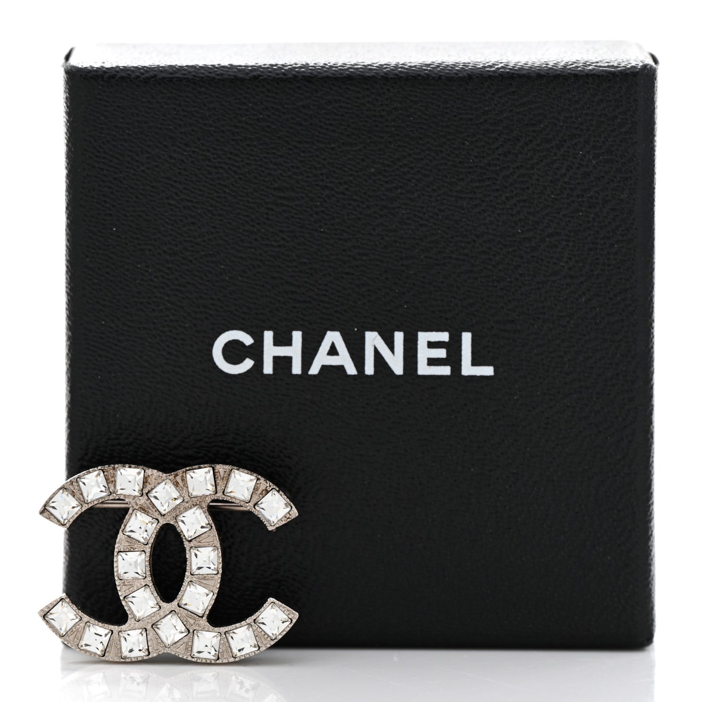 Crystal Baguette CC Mini Brooch Silver