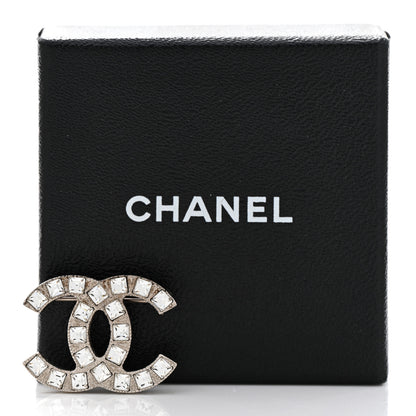 Chanel Crystal Baguette CC Mini Brooch Silver 3 of 6