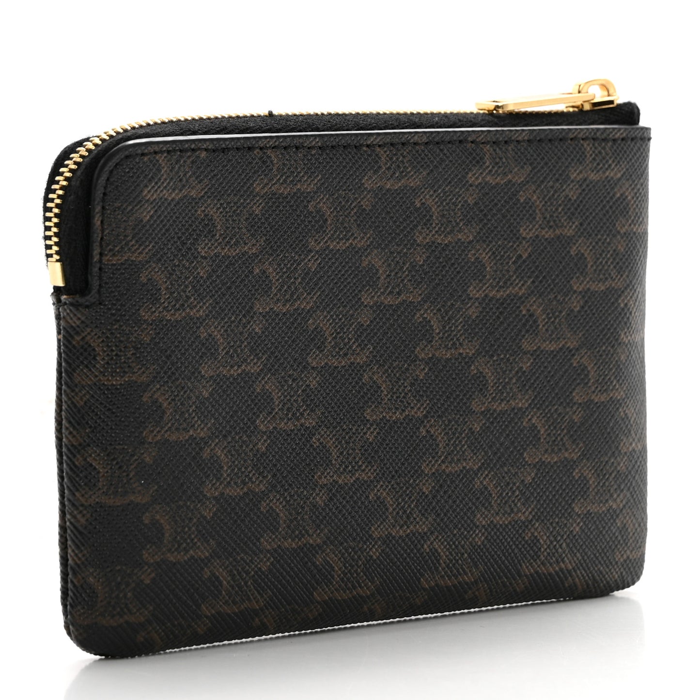 Triomphe Canvas Coin and Card Pouch With Hook Black