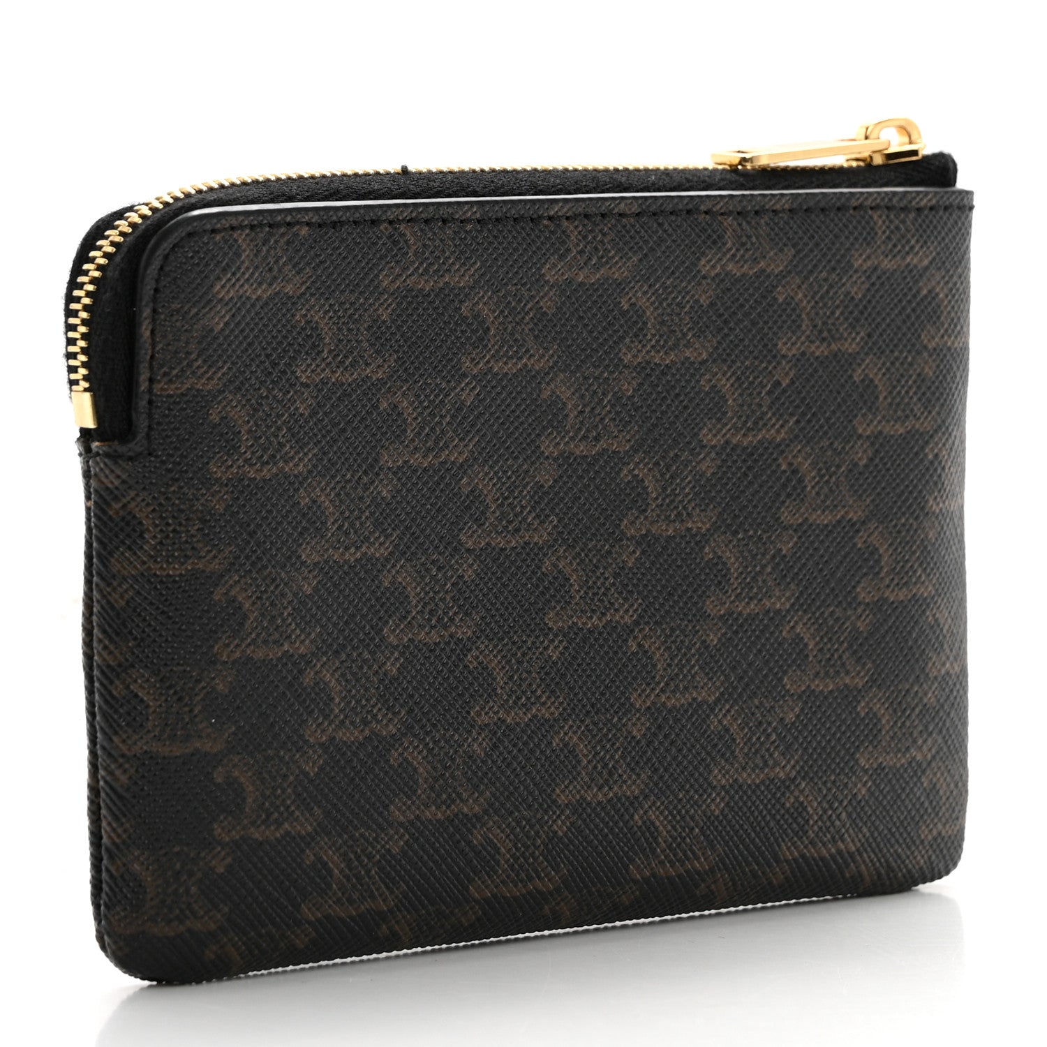 Celine Triomphe Canvas Coin and Card Pouch With Hook Black 3 of 9