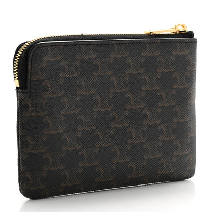 Celine Triomphe Canvas Coin and Card Pouch With Hook Black 3 of 9