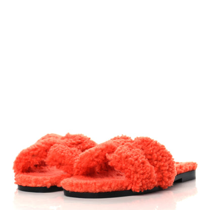 Hermes Woolskin Oran Sandals 37 Orange 3 of 7