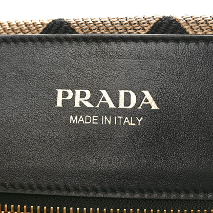 Prada Jacquard Saffiano Triangolo Symbole Embroidered Large Tote Black Corda 5 of 8