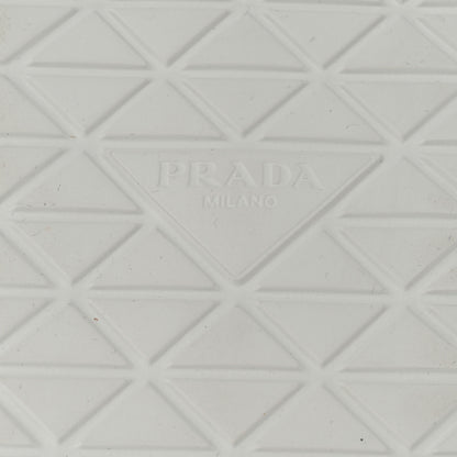 Prada Re-Nylon Spazzolato Rubber Triangle Logo Macro Quilted Mens 35mm Platform Sneakers 10 White 8 of 9