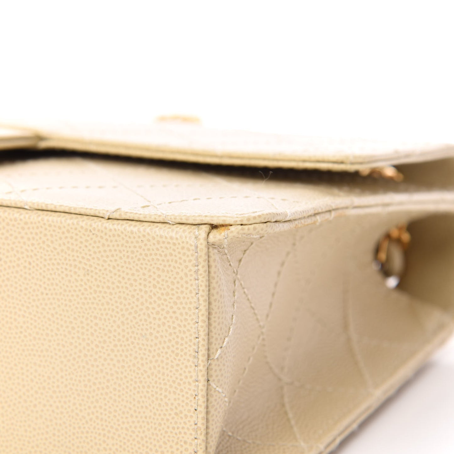 Caviar Stitch Medium Single Flap Beige Clair