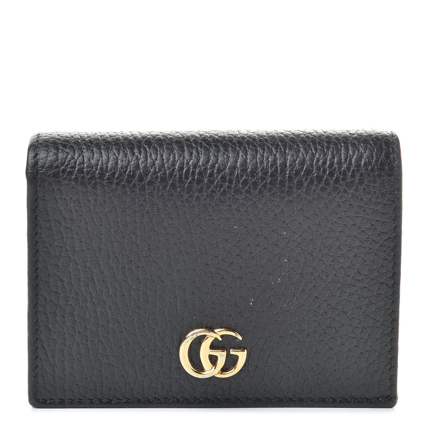 Pebbled Calfskin GG Marmont Card Case Black
