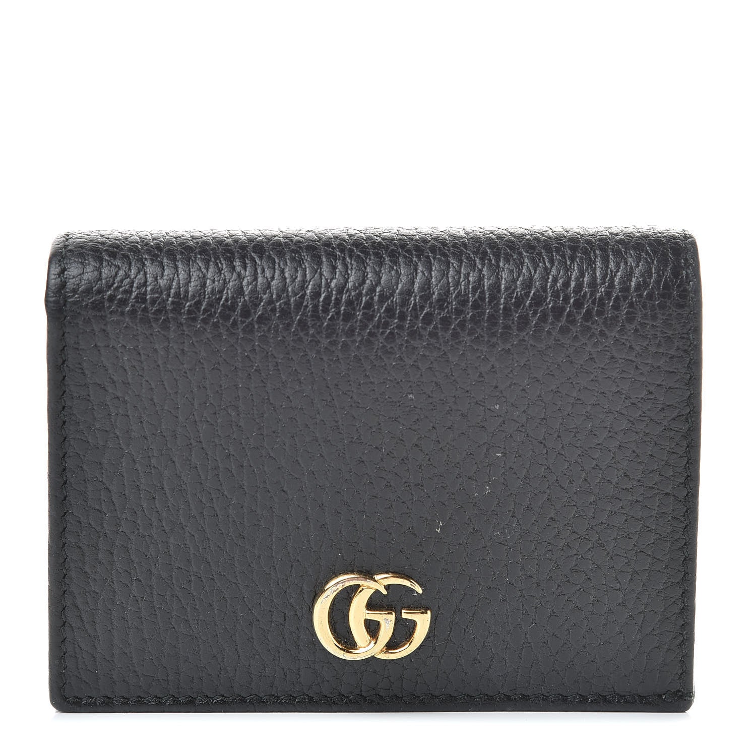 Gucci Pebbled Calfskin GG Marmont Card Case Black 1 of 8