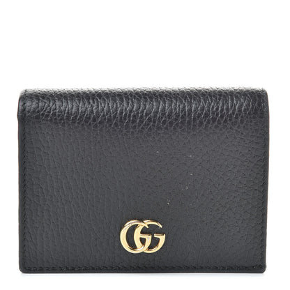 Gucci Pebbled Calfskin GG Marmont Card Case Black 1 of 8