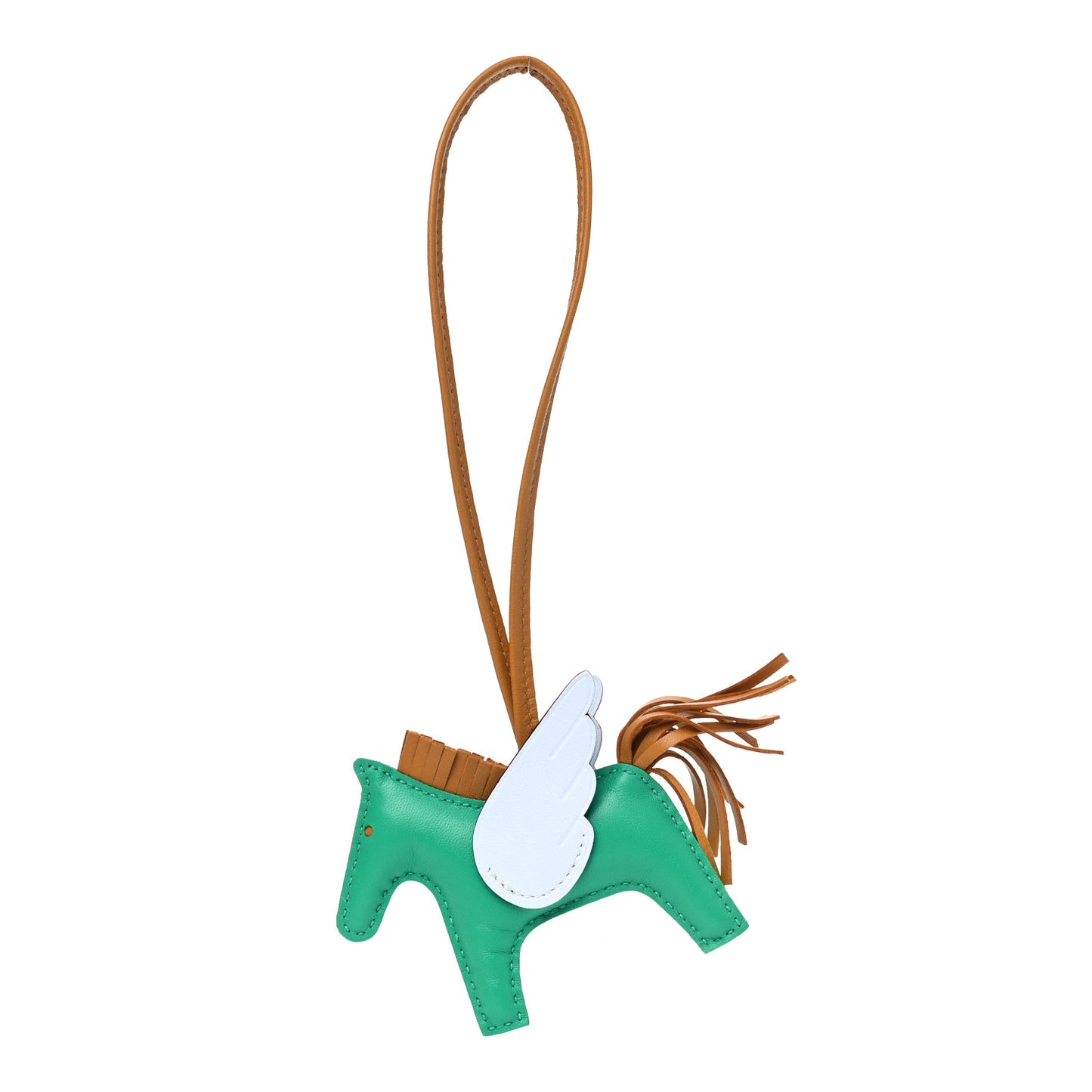 Milo Lambskin Grigri Rodeo Pegase Horse Bag Charm PM Menthe Sesame Bleu Brume