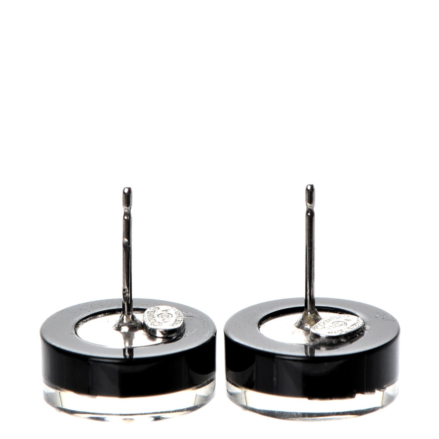 Resin CC Earrings Black Silver