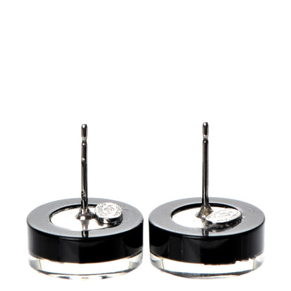 Chanel Resin CC Earrings Black Silver 3 of 5