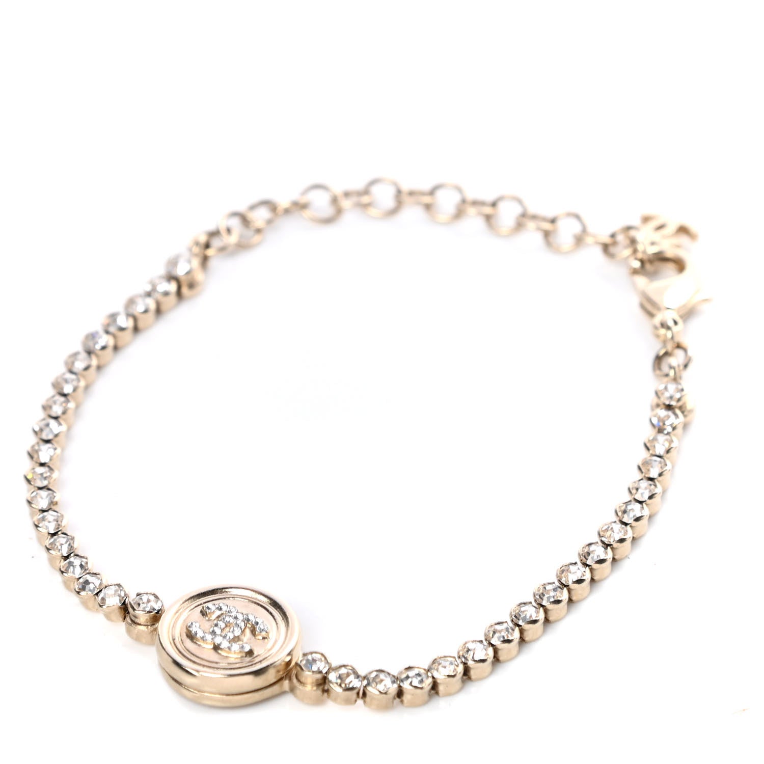 Chanel Crystal CC Chain Bracelet Gold 1 of 5