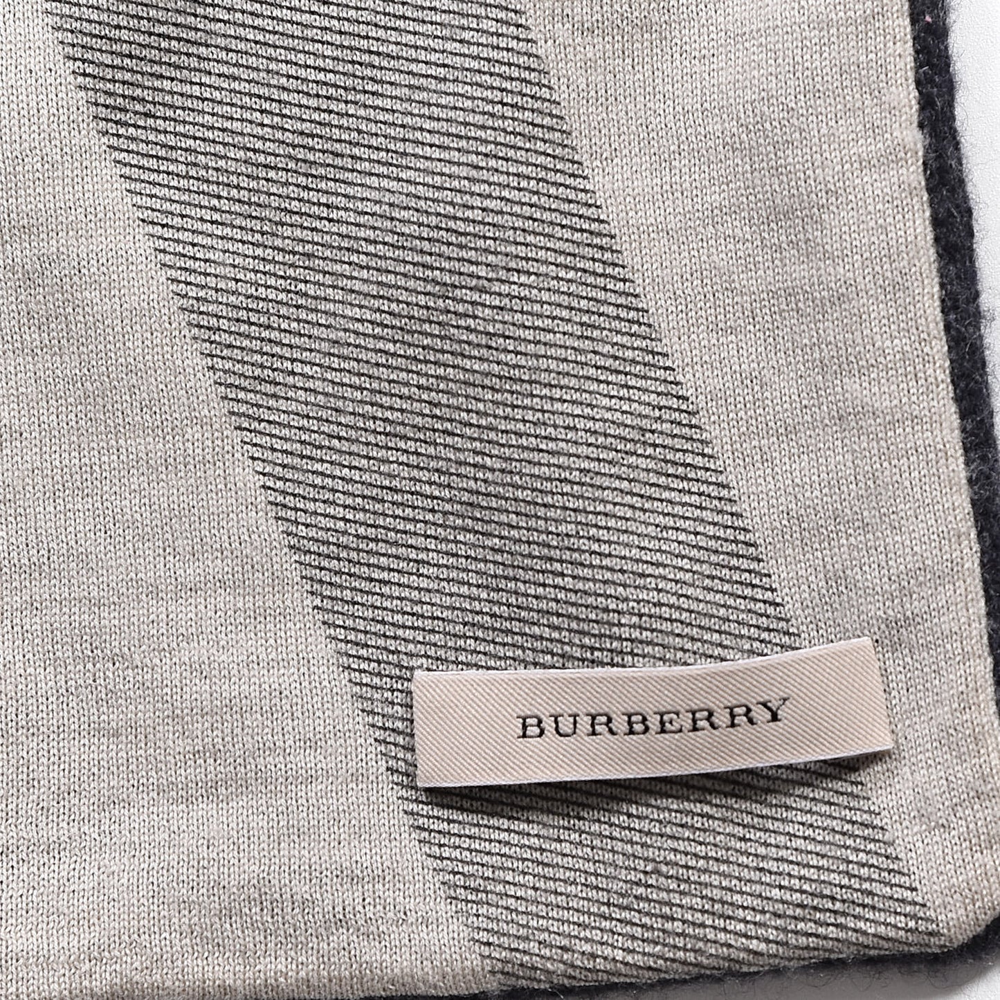 Cashmere Wool Solid To Check Knitted Scarf Navy