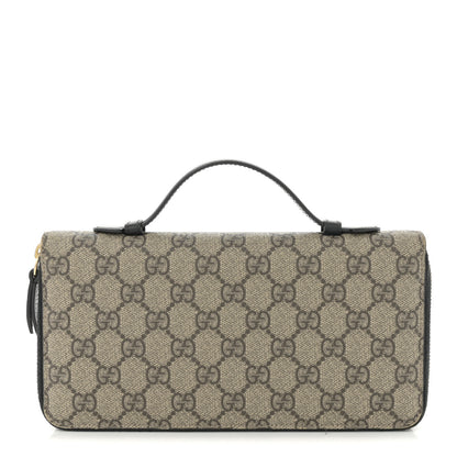Gucci GG Supreme Monogram Top Handle Zip Around Wallet Black 1 of 11