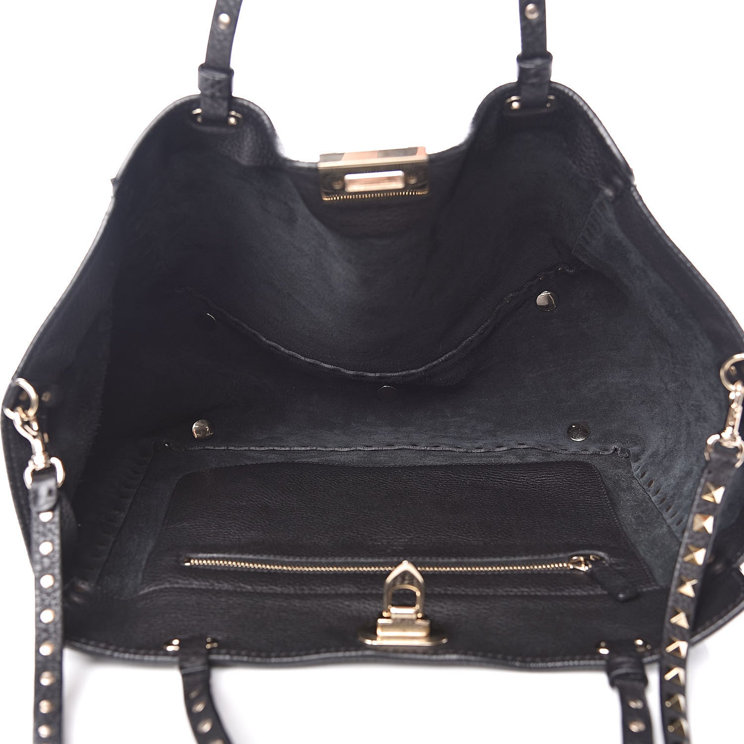 Valentino Garavani Pebbled Calfskin Medium Rockstud Tote Black 5 of 11
