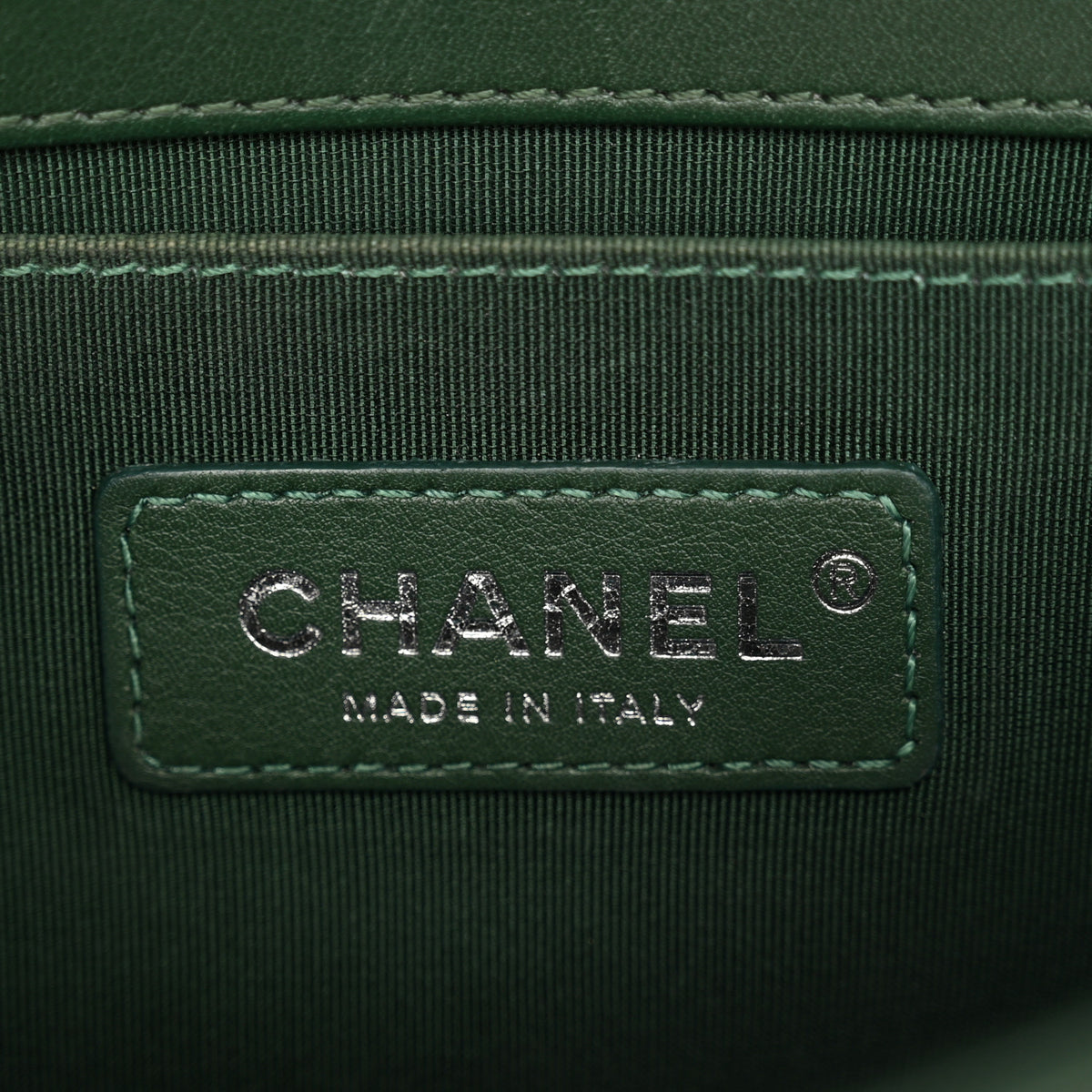 Calfskin Chevron Quilted Small Boy Flap Green
