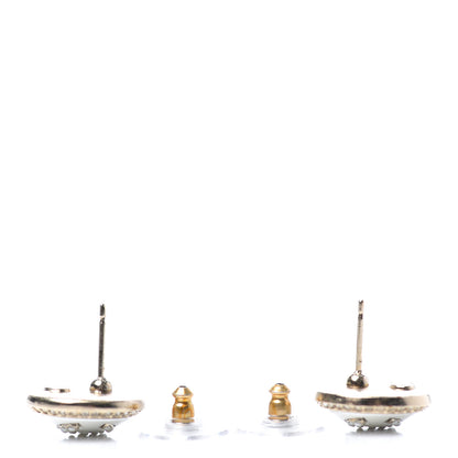 Chanel Crystal Pearl CC Round Earrings Gold 3 of 4