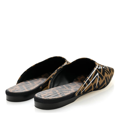 Fendi Lycra Film FF FFreedom Flat Mules 38.5 Tobacco Moro White 4 of 8