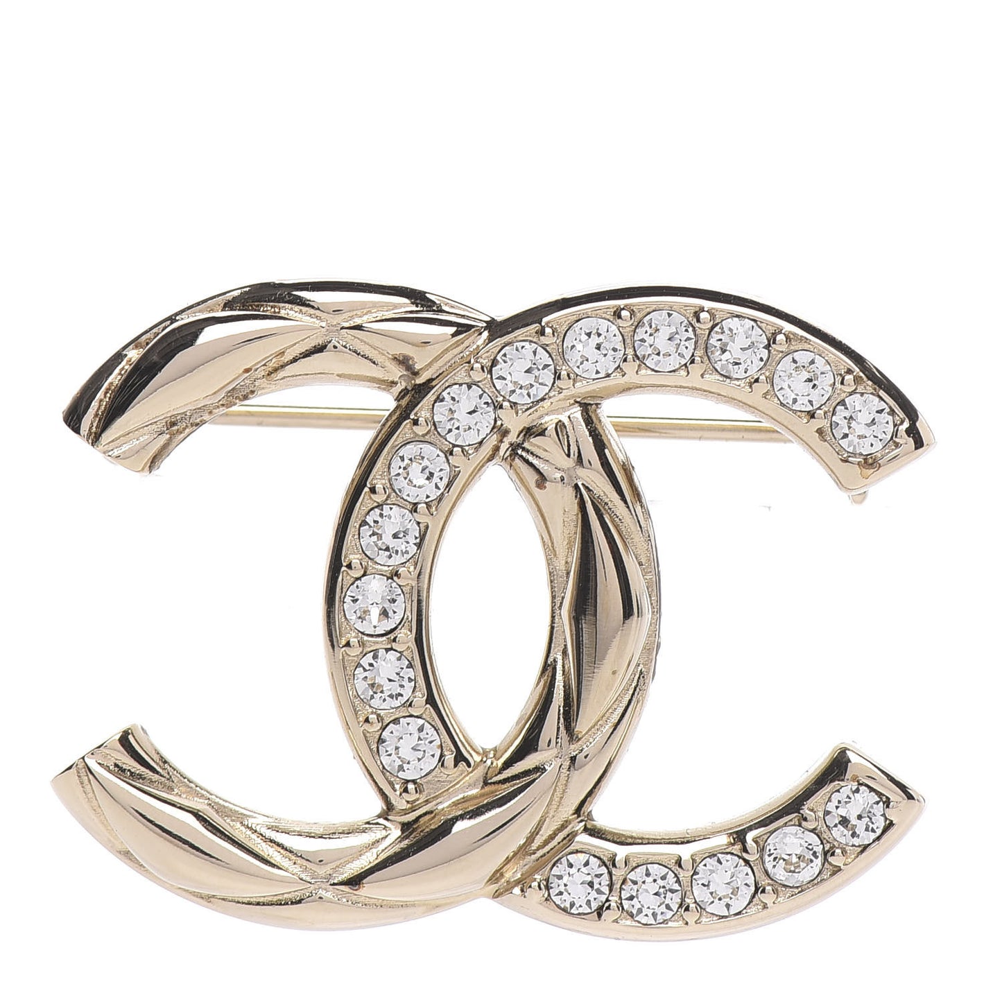 Crystal CC Brooch Light Gold