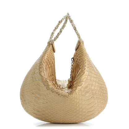 Chanel Python Fortune Cookie Clutch Light Gold 1 of 17