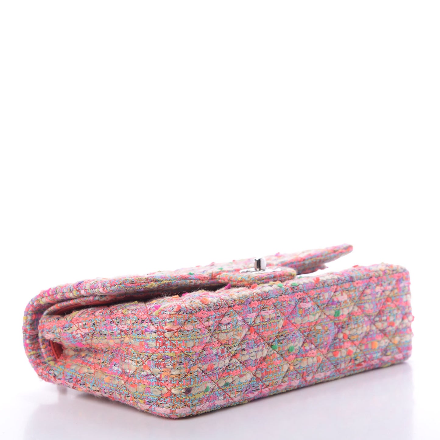 Tweed Quilted Medium Double Flap Pink