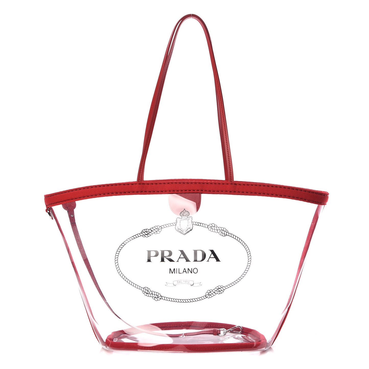 Plexiglass Calfskin Small Shopper Tote Rosso