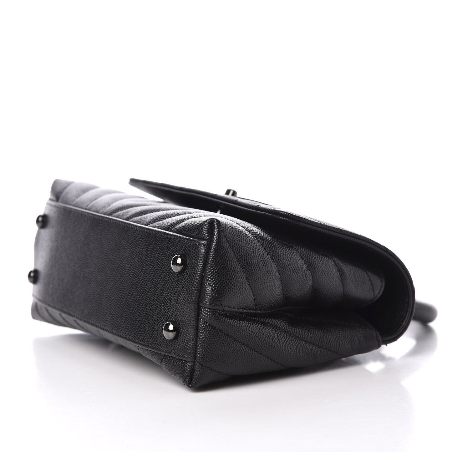 Caviar Chevron Quilted Mini Coco Handle Flap So Black