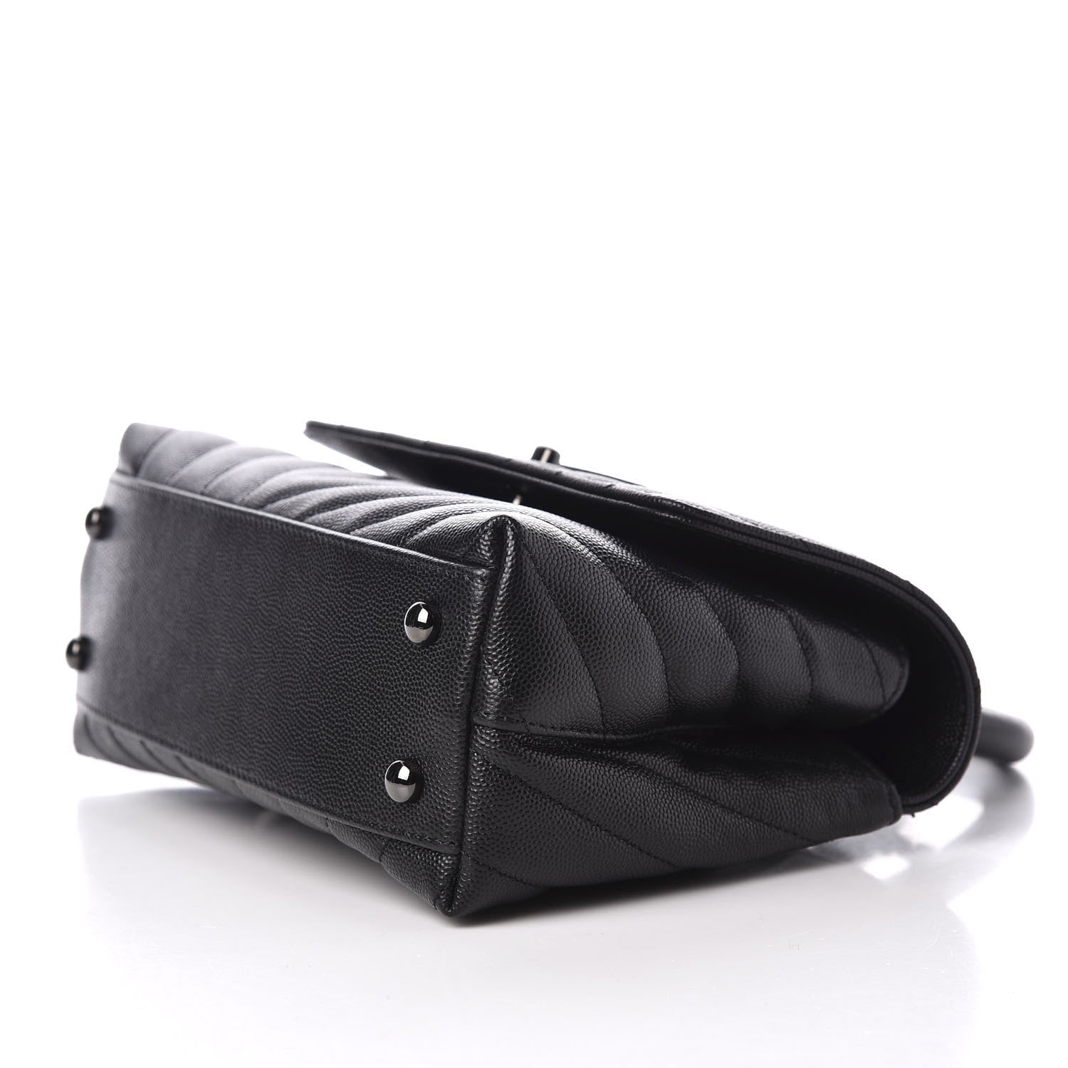 Chanel Caviar Chevron Quilted Mini Coco Handle Flap So Black 6 of 11