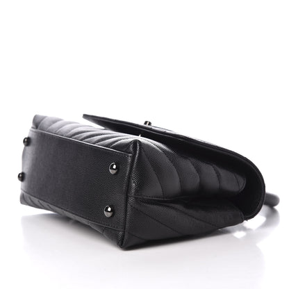 Chanel Caviar Chevron Quilted Mini Coco Handle Flap So Black 6 of 11