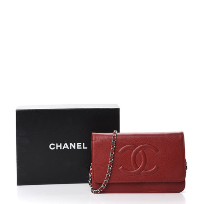 Chanel Caviar Timeless CC Wallet On Chain WOC Red 14 of 14