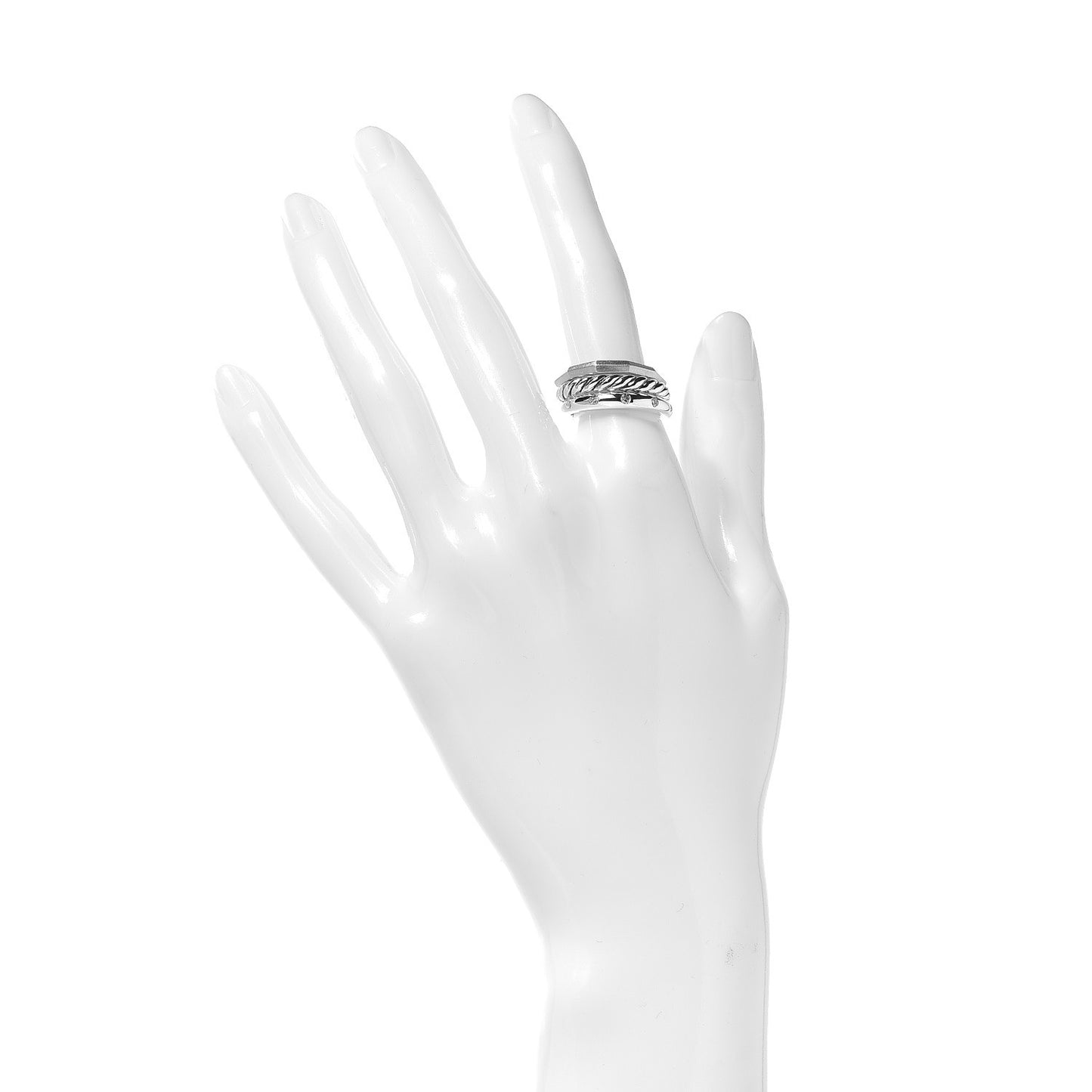 Sterling Silver Diamond 9mm Stax Narrow Ring 52 6