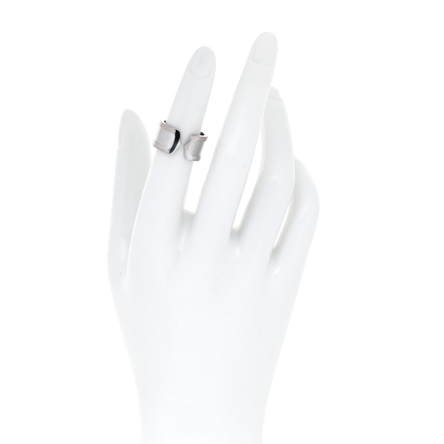 18K White Gold 10mm Logo De Cartier Ring 49 4.75