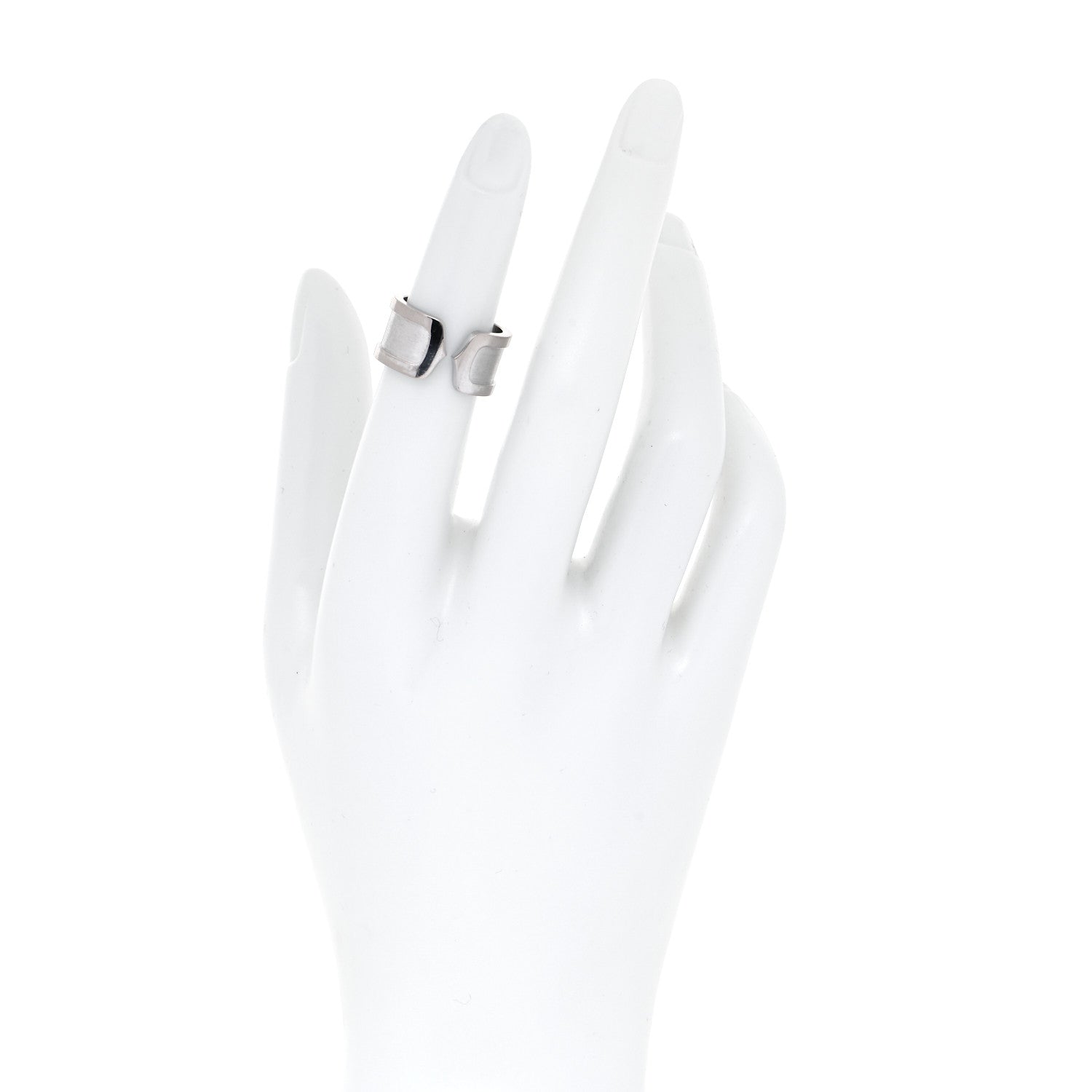 Cartier 18K White Gold 10mm Logo De Cartier Ring 49 4.75 4 of 8