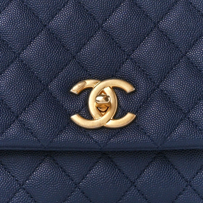 Chanel Caviar Lizard Embossed Quilted Small Coco Handle Flap Navy Blue 9 of 11