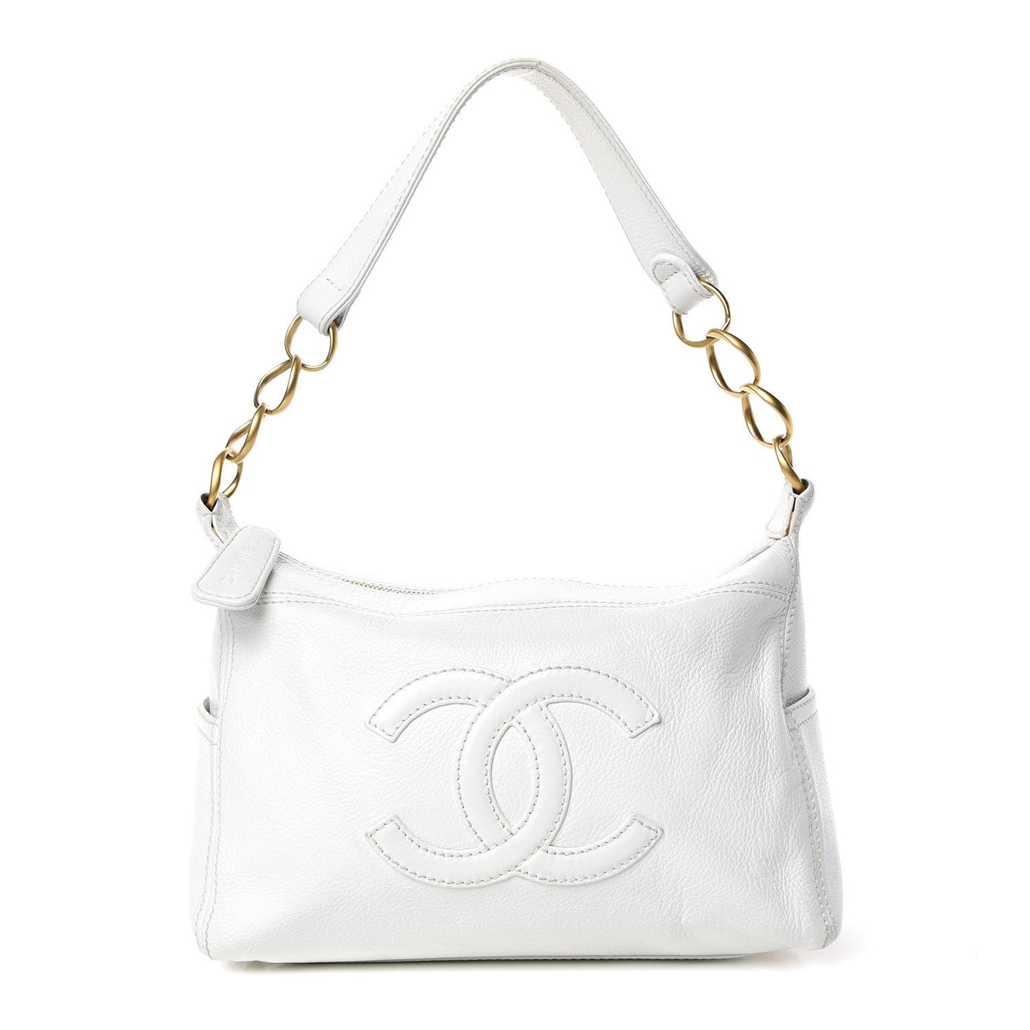Calfskin CC Shoulder Bag White