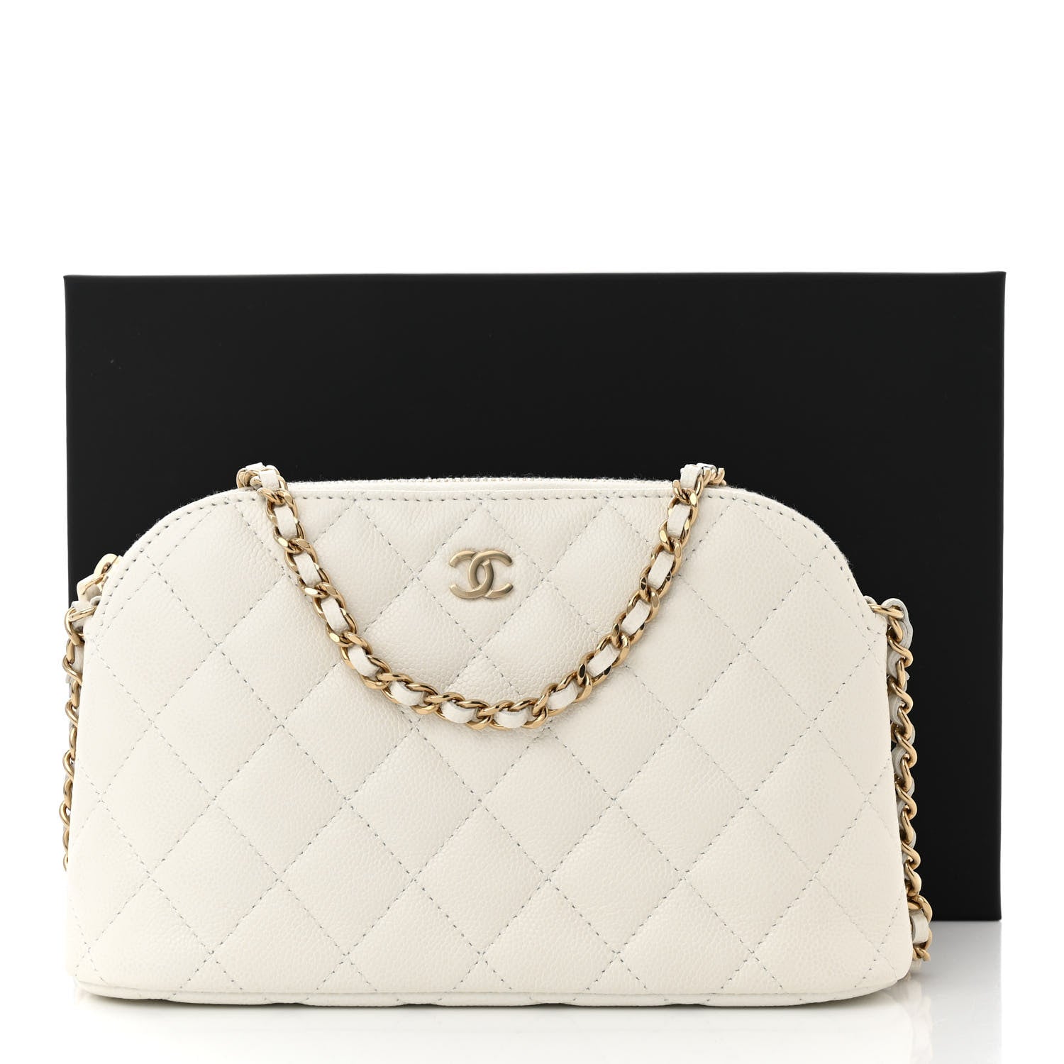 Chanel Caviar Quilted Classic Clutch With Chain White 11 of 11