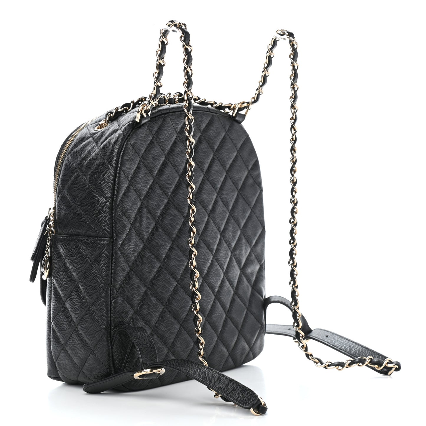 Caviar Quilted Medium Zip Around Backpack Black