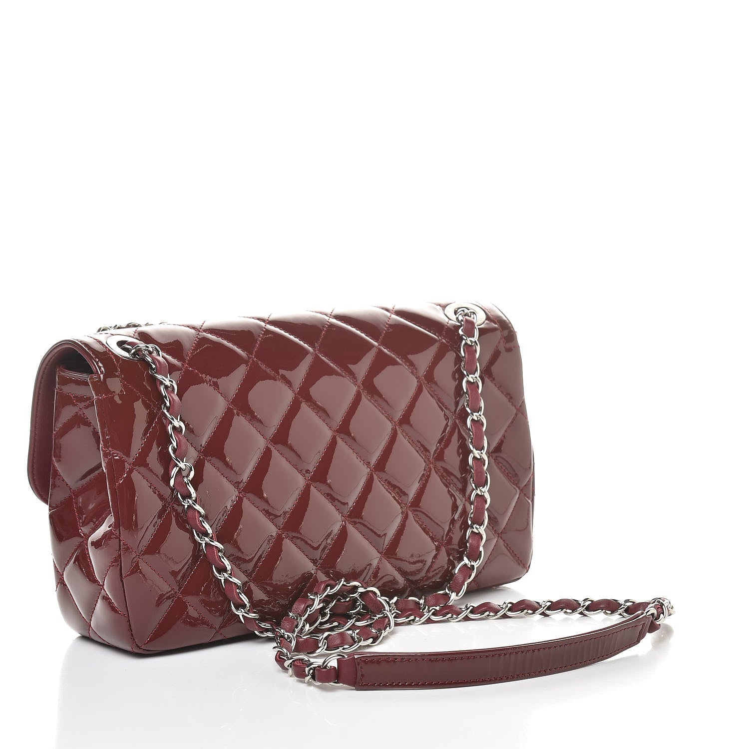 Chanel Patent Quilted Large Coco Shine Flap Burgundy 3 of 11