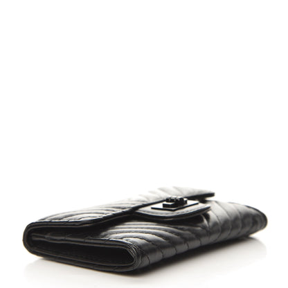 Chanel Aged Calfskin Chevron Quilted Card Holder Wallet So Black 4 of 9