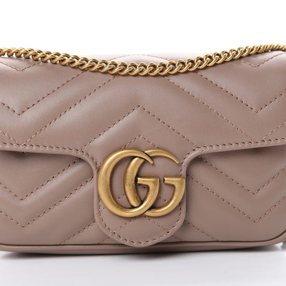 Gucci Calfskin Matelasse Super Mini GG Marmont Shoulder Bag Porcelain Rose 7 of 10