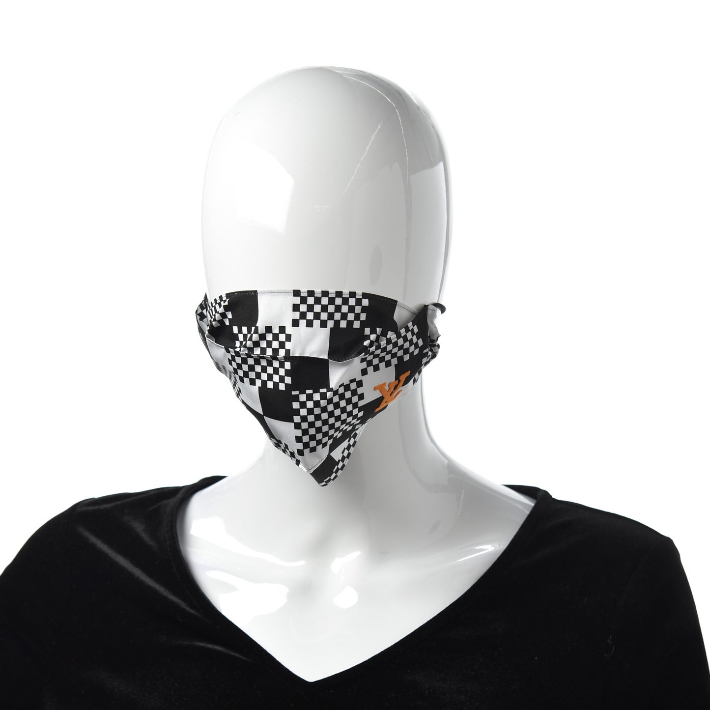 Damier Pattern LV Face Mask Black White