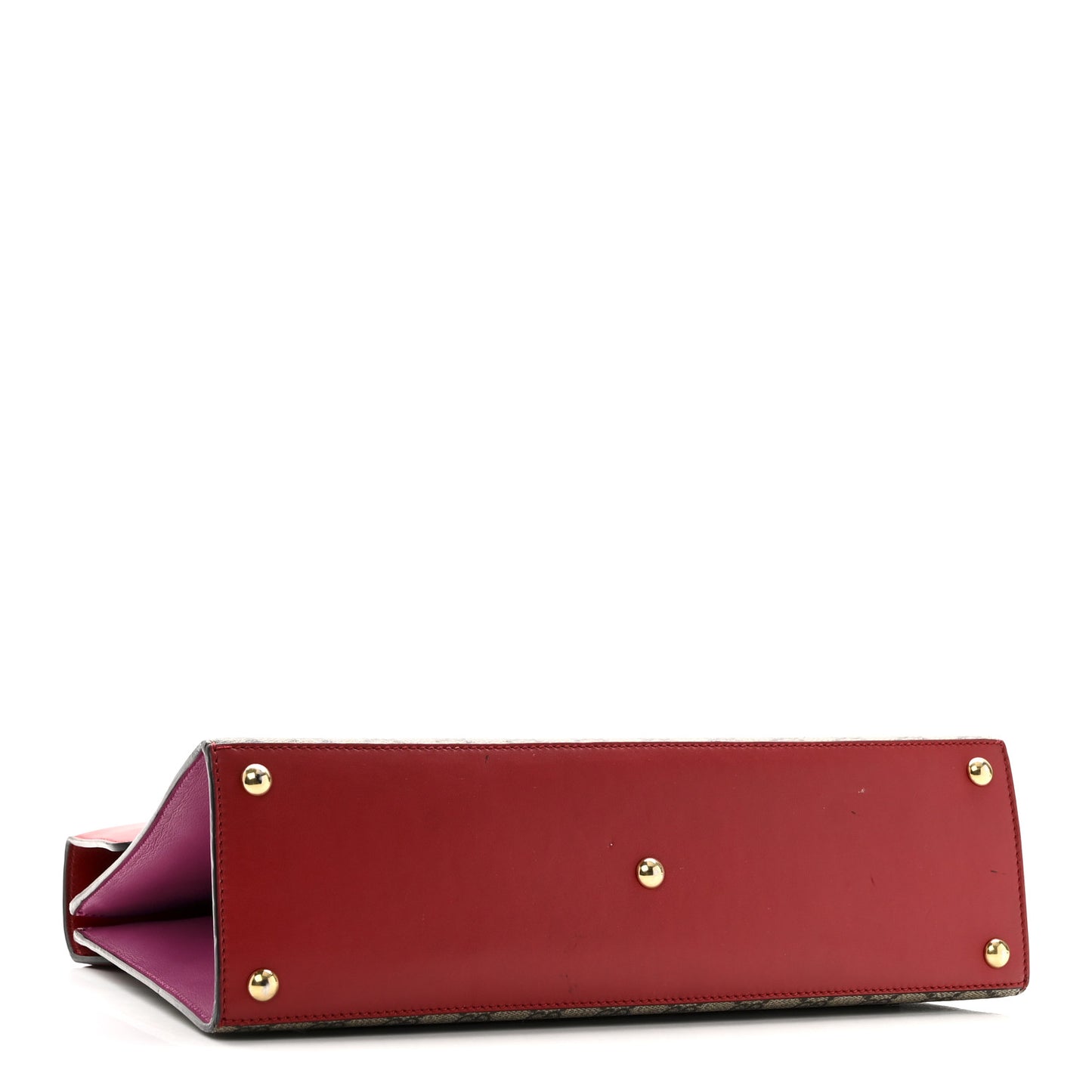 GG Supreme Monogram Calfskin Medium Padlock Top Handle Bag Beige Hibiscus Red New Rosette